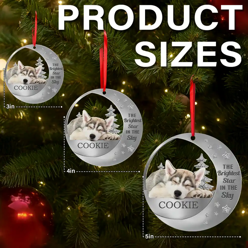 Dog Lovers,Pet Lovers,Sad,Memorial - Custom Photo The Brightest Star In The Sky - Personalized Metal Ornament