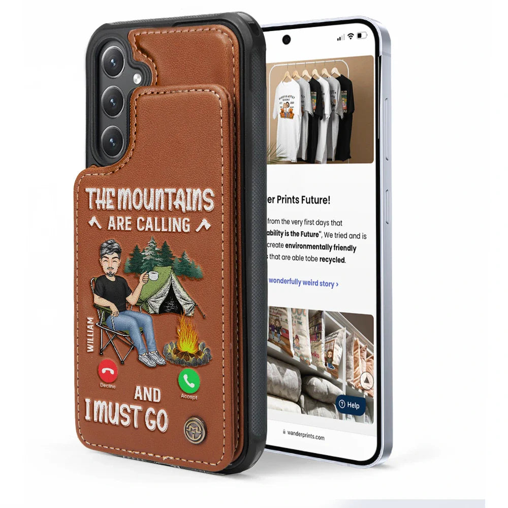 Gift For Yourself,Gift For Women,Gift For Men,Camping,Campsite,Happy - The Campsite Is Calling - Personalized Leather Flip Wallet Phone Case