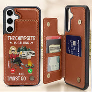 Gift For Yourself,Gift For Women,Gift For Men,Camping,Campsite,Happy - The Campsite Is Calling - Personalized Leather Flip Wallet Phone Case