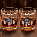 Pet Lovers,Pet Mom,Pet Dad,Cat Lovers,Cat Mom,Cat Dad - The Catfather - Personalized Whiskey Glass