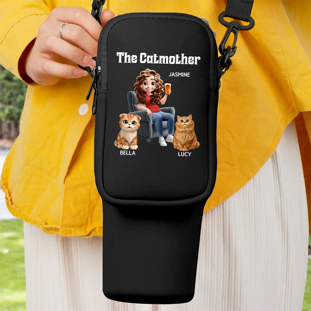 Pet Lovers, Pet Mom, Cat Lovers, Cat Mom, Happy - The Catmother - Personalized Bottle Carrier Bag