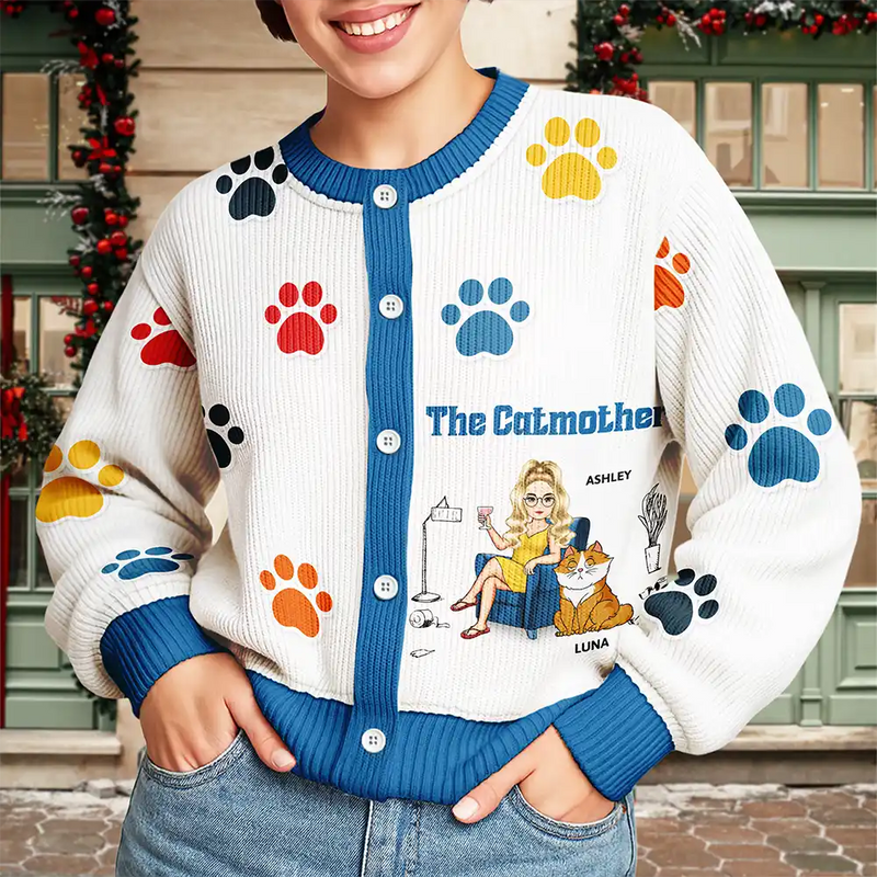 Funny, Pet Lovers, Cat Lovers, Cat Mom - The Catmother - Personalized Cardigan