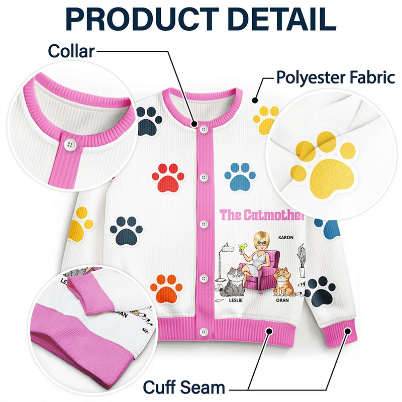 Funny, Pet Lovers, Cat Lovers, Cat Mom - The Catmother - Personalized Cardigan