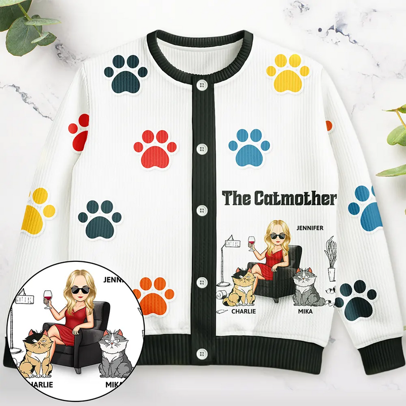 Funny, Pet Lovers, Cat Lovers, Cat Mom - The Catmother - Personalized Cardigan