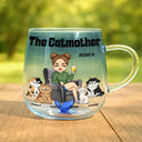 Cat Lovers, Cat Mom, Pet Lovers, Happy - The Catmother - Personalized Gradient Glass Mug