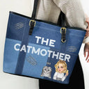 Cat Lovers,Cat Mom,Pet Lovers,Pet Mom - The Catmother - Personalized Leather Tote Bag