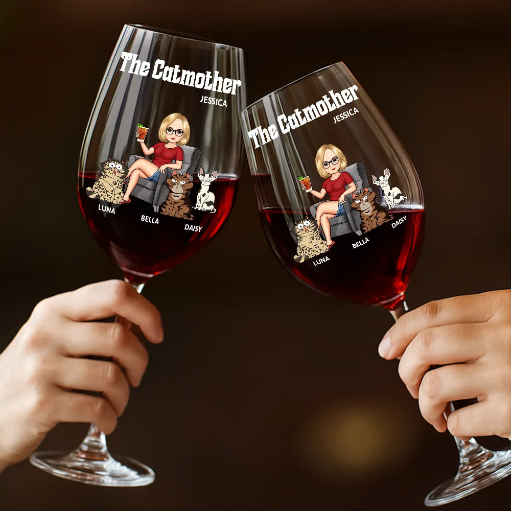 Cat Lovers,Cat Mom,Funny - The Catmother - Personalized Wine Glass