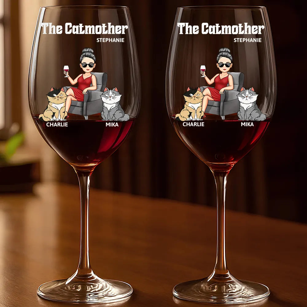 Cat Lovers,Cat Mom,Funny - The Catmother - Personalized Wine Glass