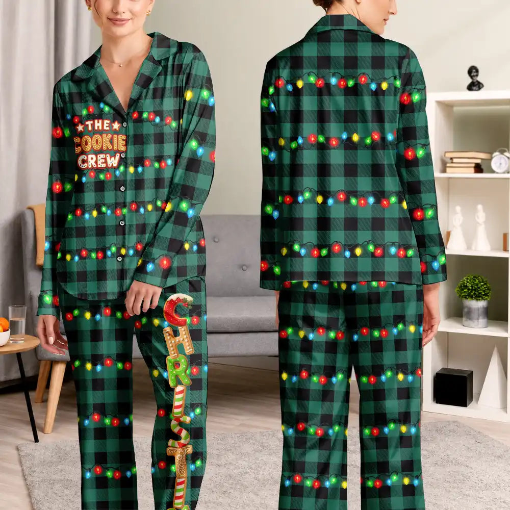Christmas,Family,Icon,Happy - The Cookie Crew Family Gingerbread Name - Personalized Long Pajamas Set