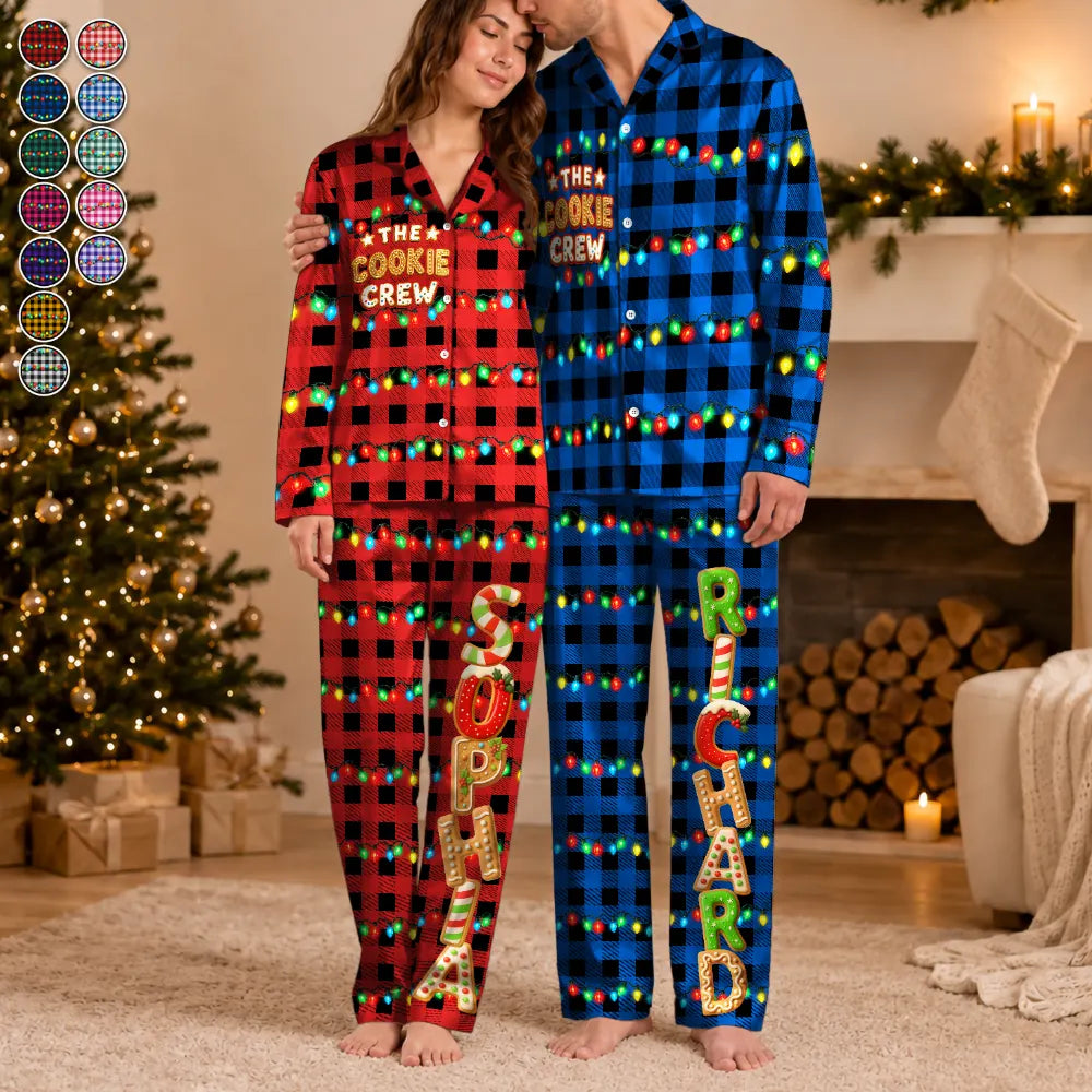 Christmas,Family,Icon,Happy - The Cookie Crew Family Gingerbread Name - Personalized Long Pajamas Set