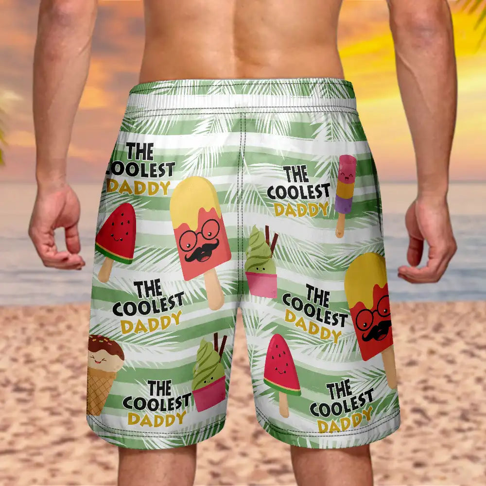 Gift For Father, Gift For Grandpa, Summer, Funny - The Coolest Pop Dad Grandpa Tropical Summer - Personalized Unisex Beach Shorts