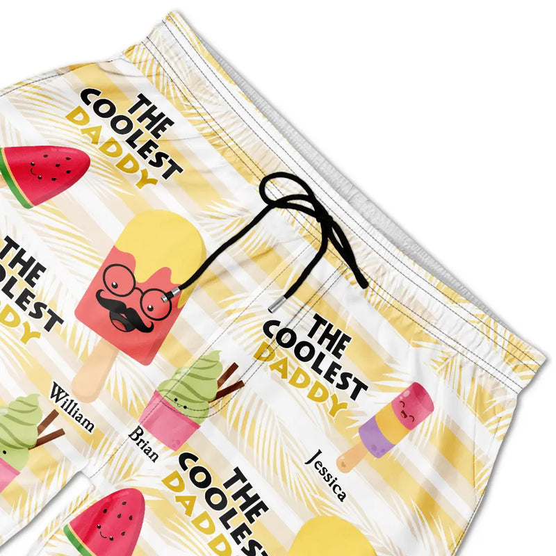 Gift For Father, Gift For Grandpa, Summer, Funny - The Coolest Pop Dad Grandpa Tropical Summer - Personalized Unisex Beach Shorts