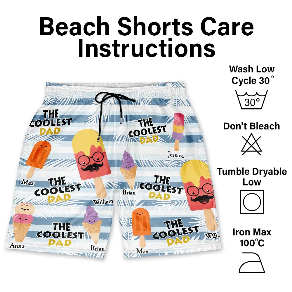 Gift For Father, Gift For Grandpa, Summer, Funny - The Coolest Pop Dad Grandpa Tropical Summer - Personalized Unisex Beach Shorts