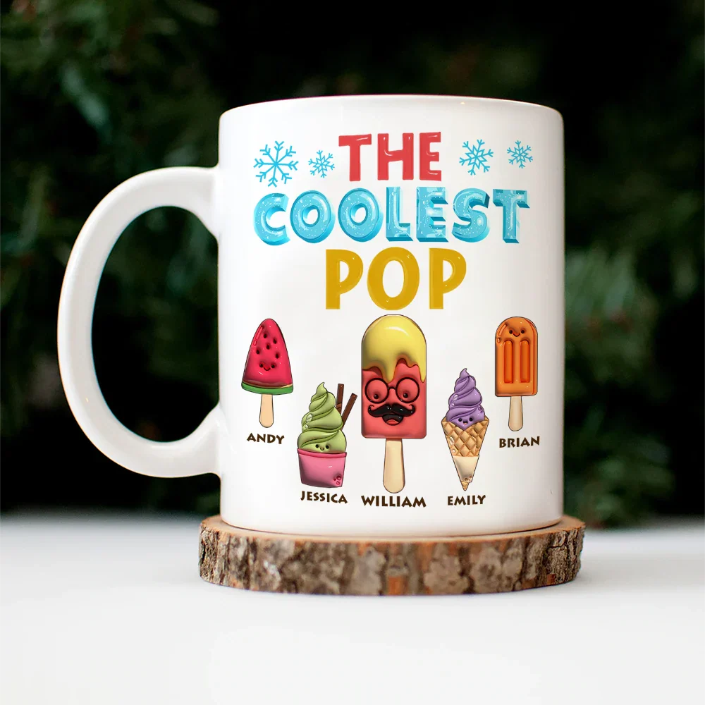 Gift For Grandpa, Gift For Father, Funny - The Coolest Pop Funny 3D Effect Cartoon Ice Cream - Personalized Mug