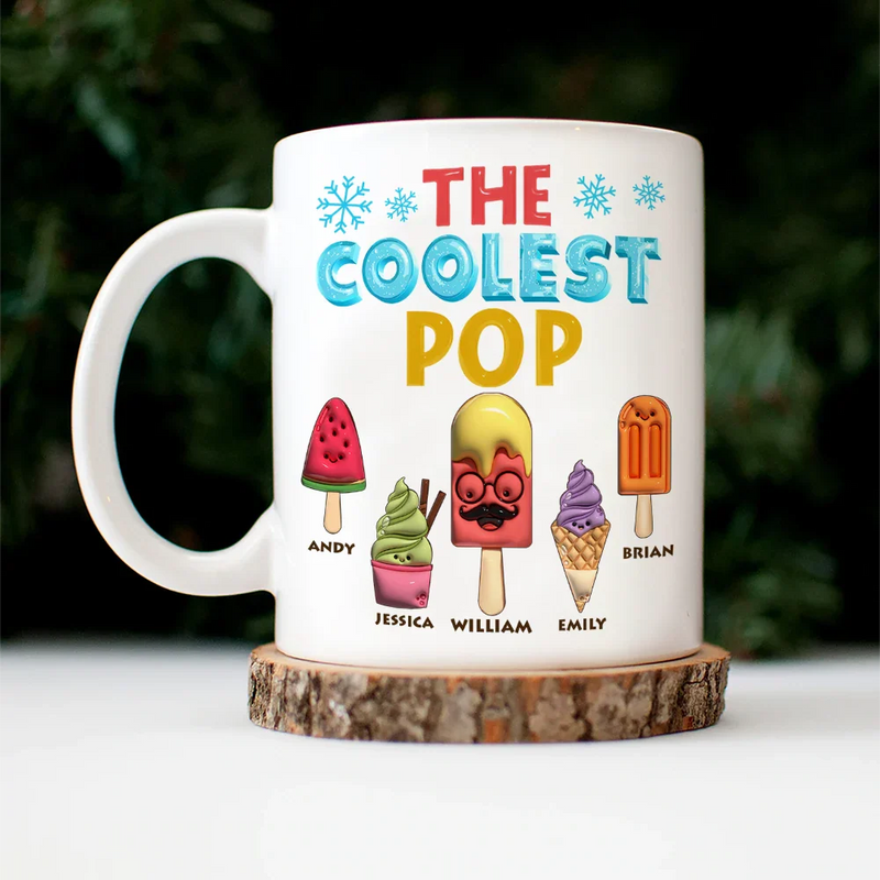 Gift For Grandpa, Gift For Father, Funny - The Coolest Pop Funny 3D Effect Cartoon Ice Cream - Personalized Mug