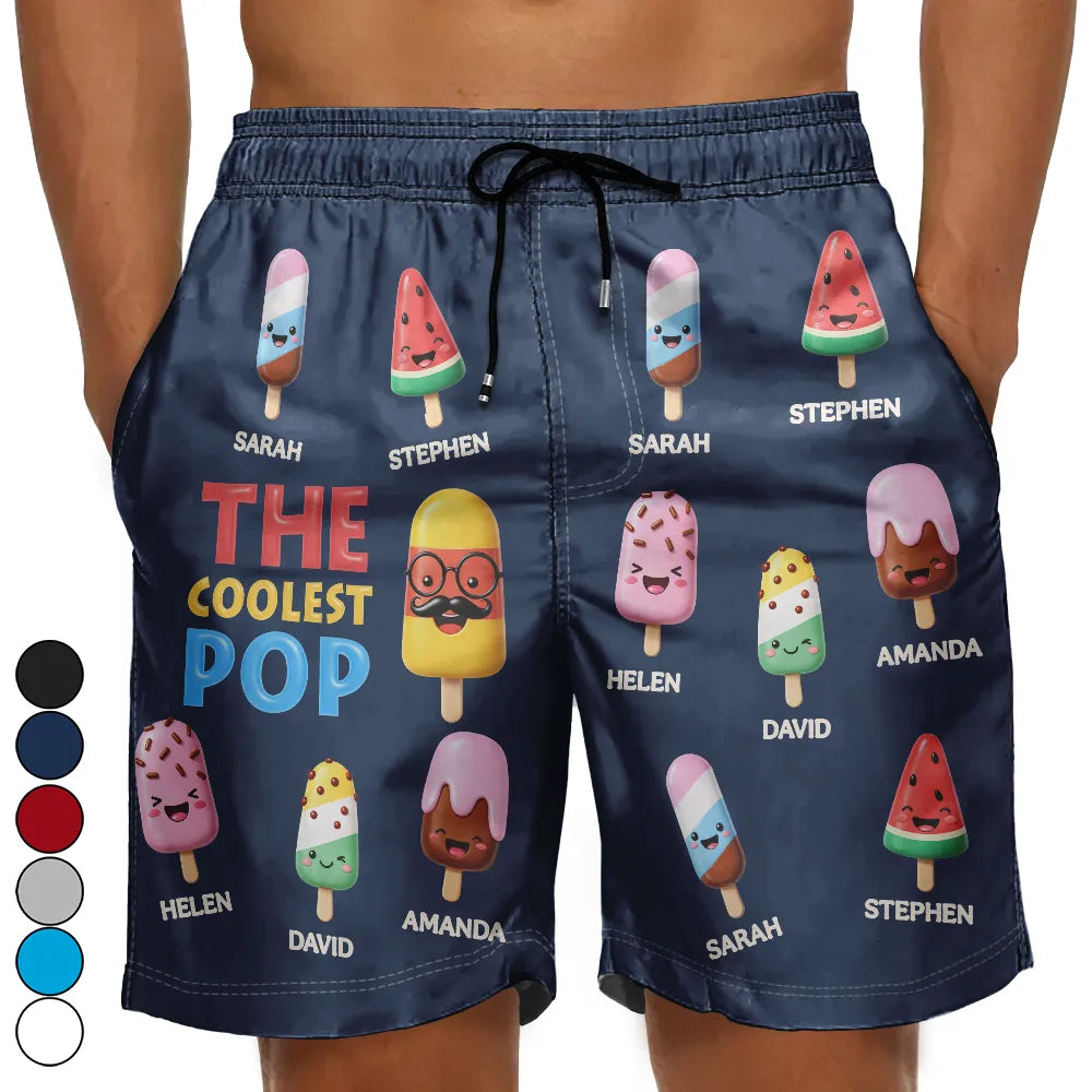 Gift For Husband,Gift For Grandpa,Gift For Father,Funny - The Coolest Pop Grandpa Dad - Personalized Unisex Beach Shorts