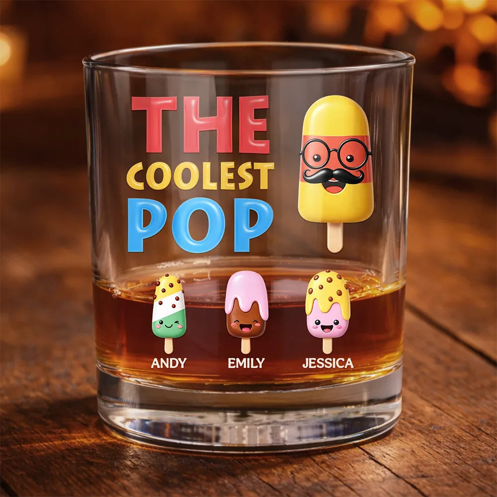 The Coolest Pop Grandpa Dad - Personalized Whiskey Glass