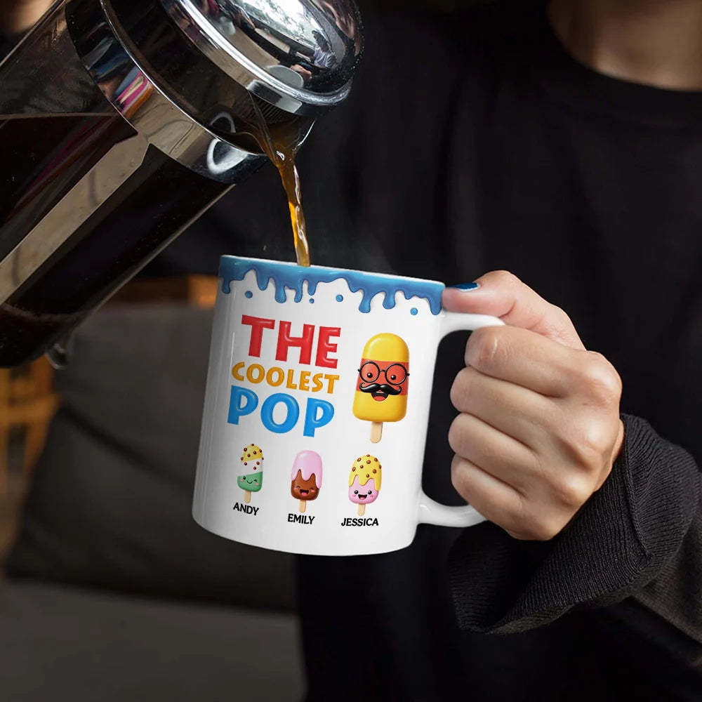 Gift For Husband, Gift For Grandpa, Gift For Father, Funny - The Coolest Pop Grandpa Dad - Personalized White Edge-to-Edge Mug