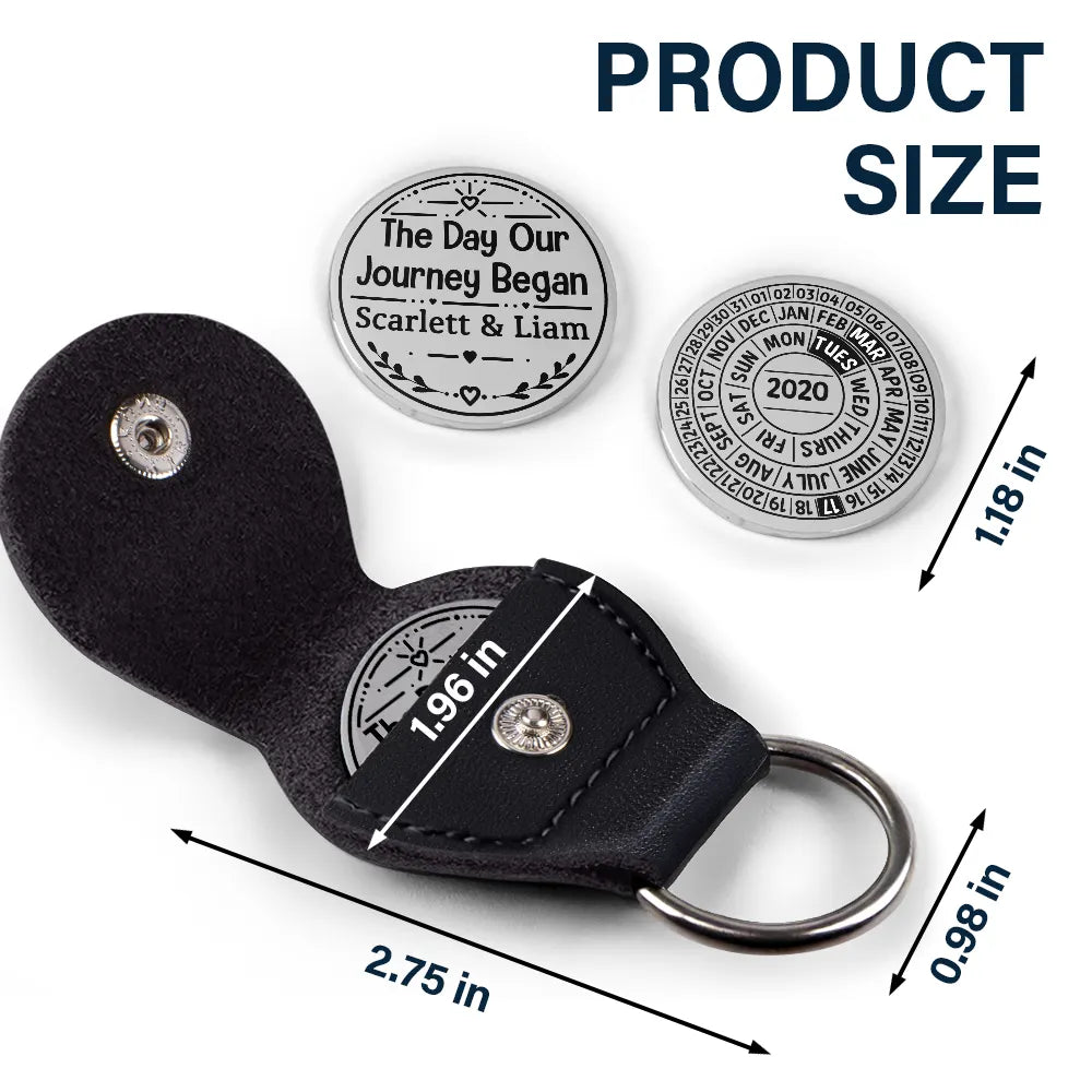 Gift For Couples,Love,Happy - The Day We Became Us Circle Date Anniversary Reminder - Personalized Leather Pocket Hug