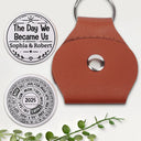 Gift For Couples,Love,Happy - The Day We Became Us Circle Date Anniversary Reminder - Personalized Leather Pocket Hug