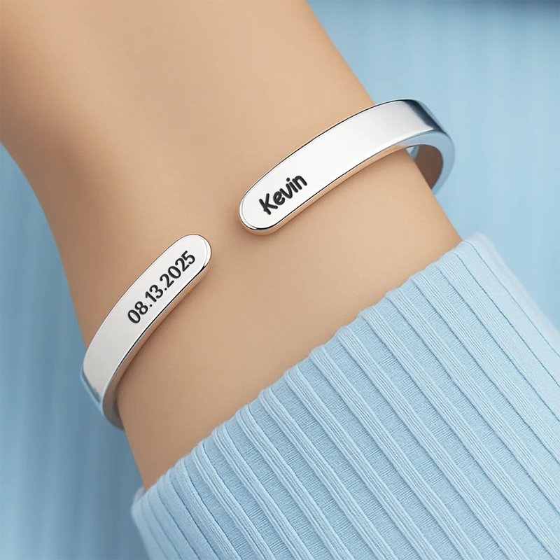 Gift For Yourself,Gift For Women,Gift For Mother,New Mom,New baby,Love  - The Day You Became My Mommy - Personalized Bangle Bracelet Cuff