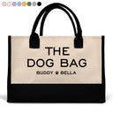 Happy,Dog Lovers,Dog Mom,Cat Lovers,Pet Lovers - The Dog Bag - Personalized Canvas Tote Bag