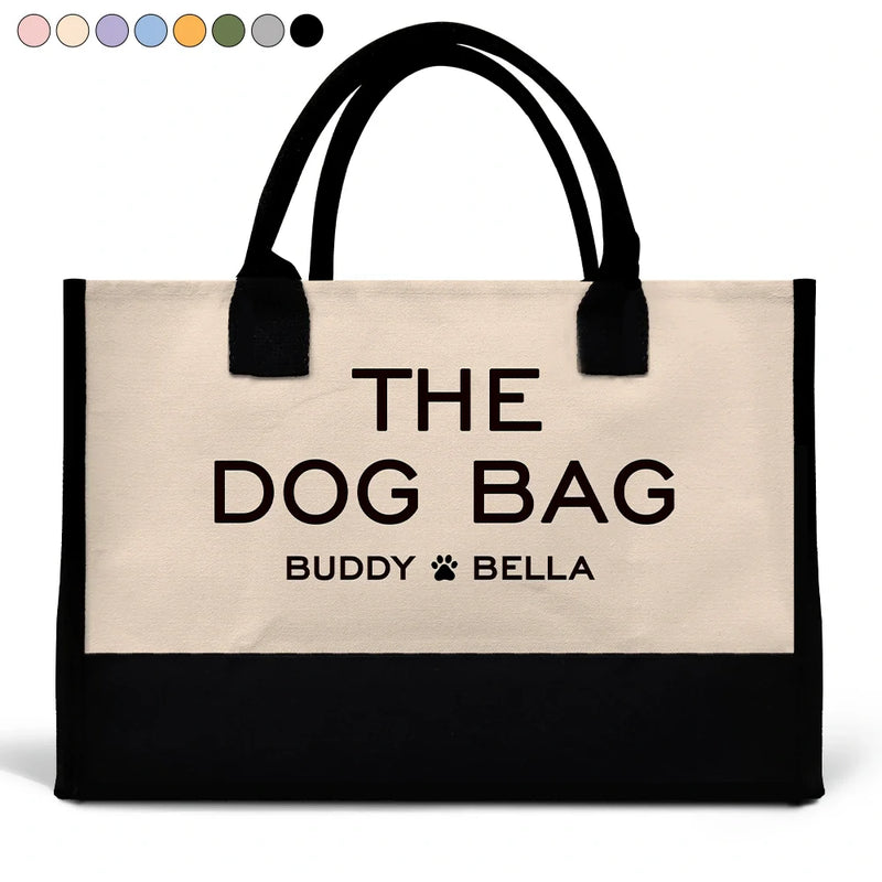 Happy,Dog Lovers,Dog Mom,Cat Lovers,Pet Lovers - The Dog Bag - Personalized Canvas Tote Bag