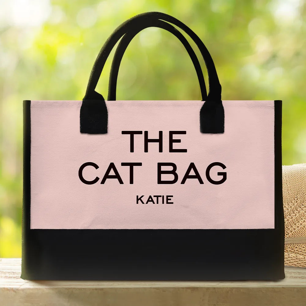 Happy,Dog Lovers,Dog Mom,Cat Lovers,Pet Lovers - The Dog Bag - Personalized Canvas Tote Bag