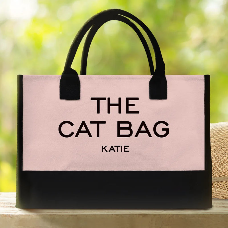 Happy,Dog Lovers,Dog Mom,Cat Lovers,Pet Lovers - The Dog Bag - Personalized Canvas Tote Bag