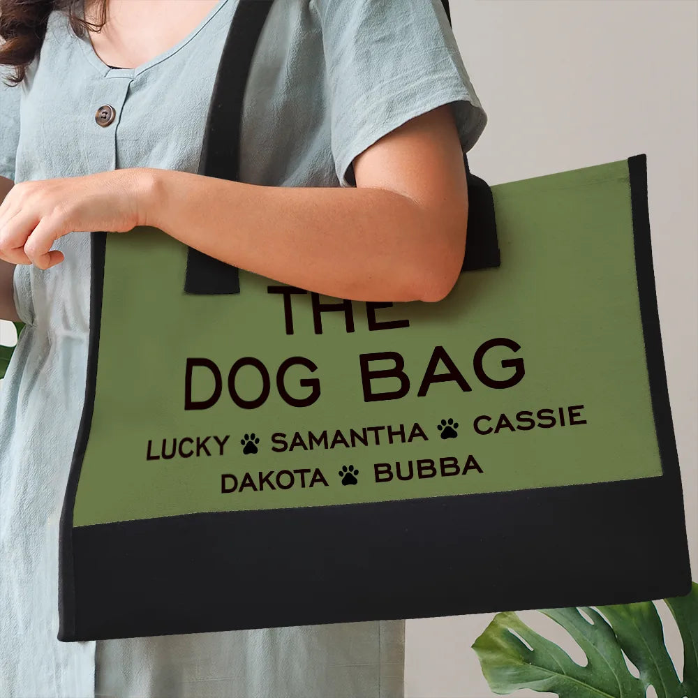 Happy,Dog Lovers,Dog Mom,Cat Lovers,Pet Lovers - The Dog Bag - Personalized Canvas Tote Bag