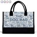 Happy, Dog Lovers, Dog Mom, Cat Lovers, Pet Lovers - The Dog Bag Chinoiserie Toile - Personalized Canvas Tote Bag