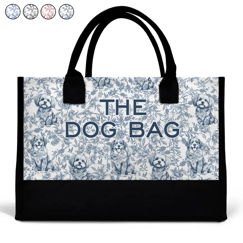 Happy, Dog Lovers, Dog Mom, Cat Lovers, Pet Lovers - The Dog Bag Chinoiserie Toile - Personalized Canvas Tote Bag