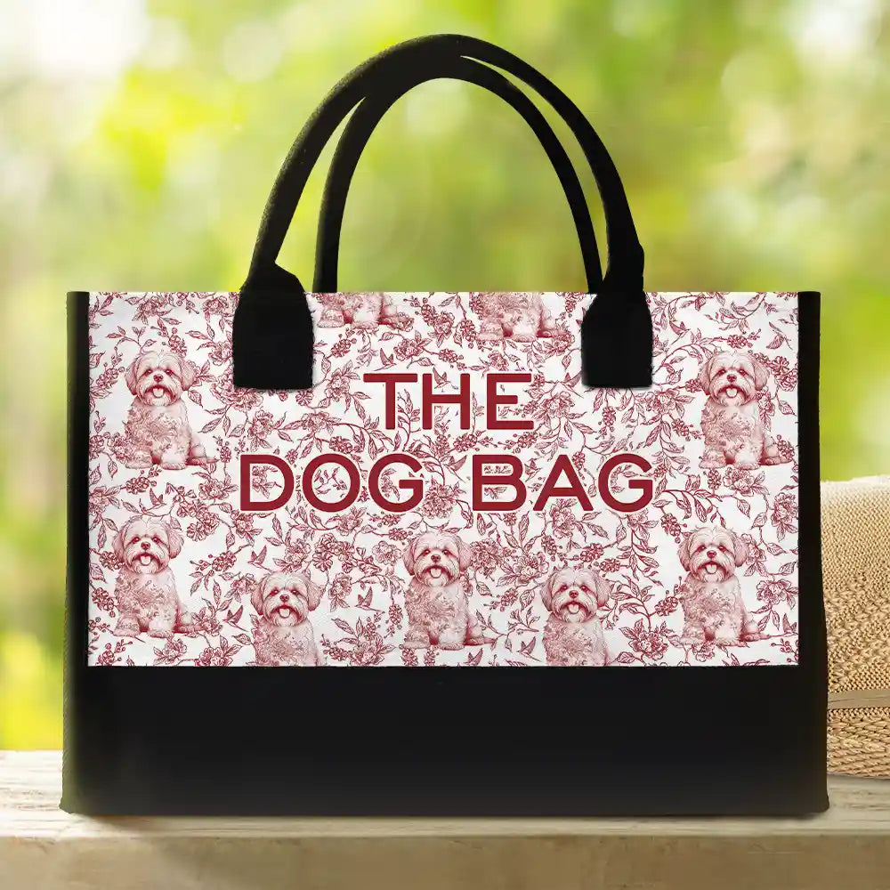 Happy, Dog Lovers, Dog Mom, Cat Lovers, Pet Lovers - The Dog Bag Chinoiserie Toile - Personalized Canvas Tote Bag