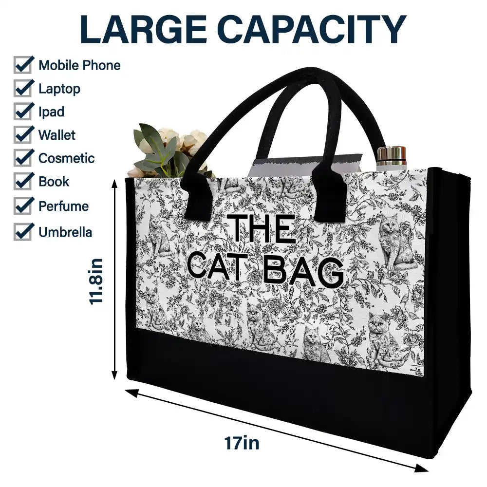 Happy, Dog Lovers, Dog Mom, Cat Lovers, Pet Lovers - The Dog Bag Chinoiserie Toile - Personalized Canvas Tote Bag