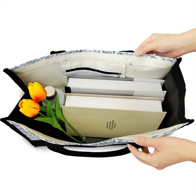 The Dog Bag Chinoiserie Toile - Personalized Canvas Tote Bag