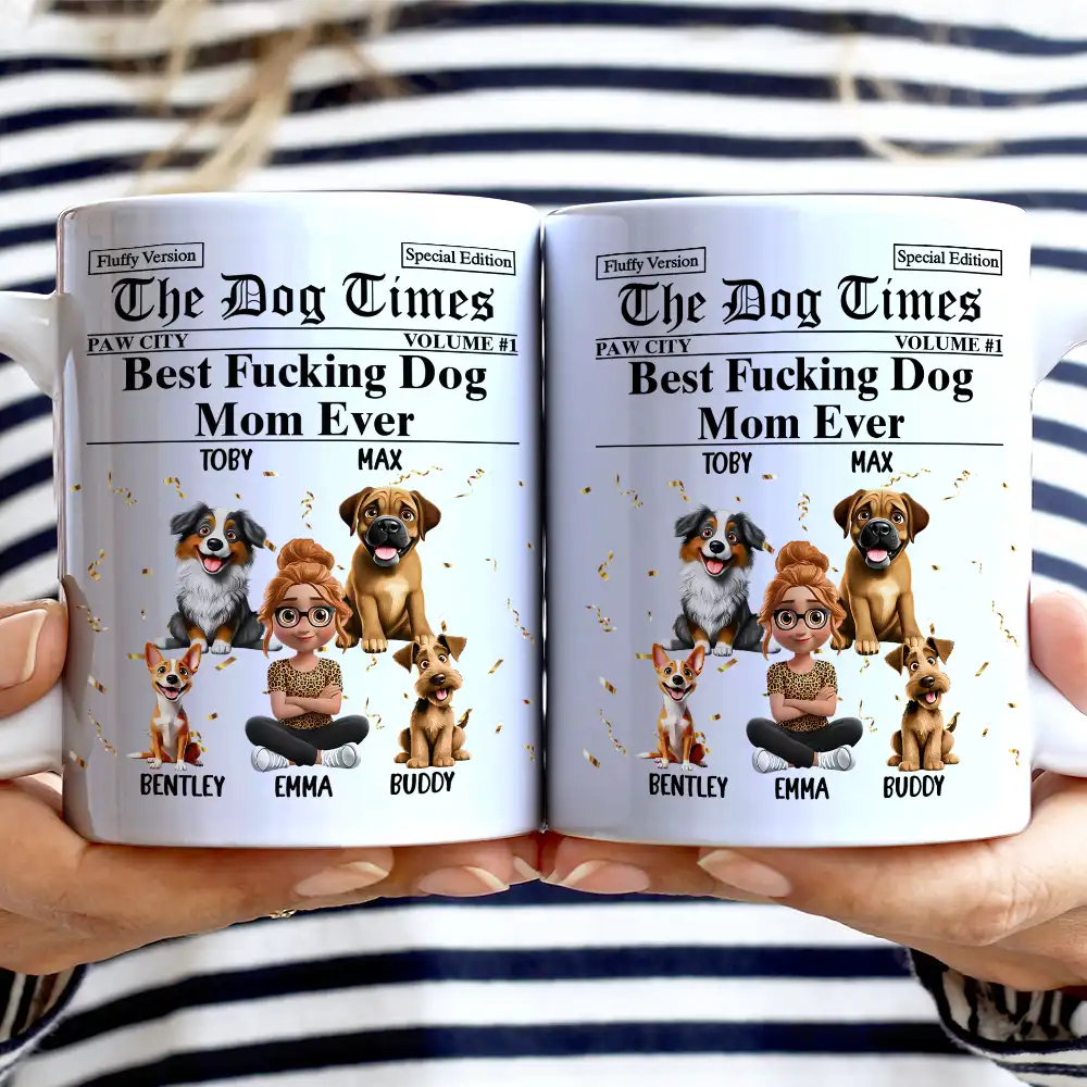 Dog Lovers,Dog Mom,Dog Dad,Funny - The Dog Times Best Dog Mom Ever - Personalized White Edge-to-Edge Mug