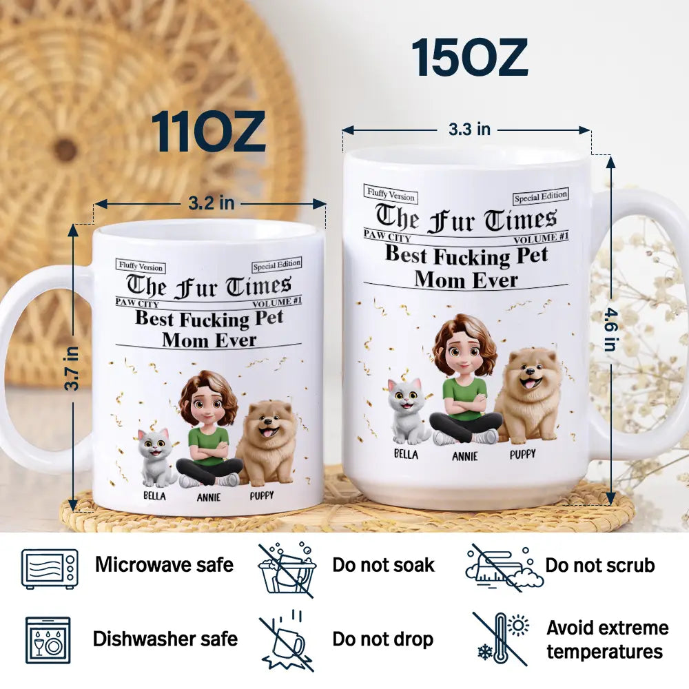 Dog Lovers,Dog Mom,Dog Dad,Funny - The Dog Times Best Dog Mom Ever - Personalized White Edge-to-Edge Mug