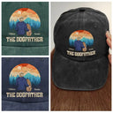 Dog Lovers,Dog Dad,Dog Mom - The Dogfather - Personalized Vintage Washed Denim Cap