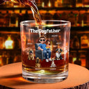 Dog Lovers,Dog Mom,Dog Dad,Happy - The Dogfather - Personalized Whiskey Glass