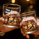 Dog Lovers,Dog Mom,Dog Dad,Pet Lovers,Pet Mom,Pet Dad,Happy - The Dogfather 3D Effect - Personalized Whiskey Glass