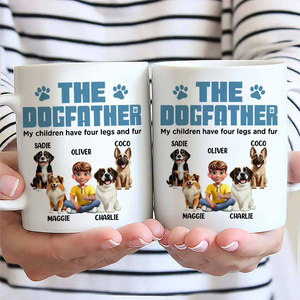 Dog Lovers,Dog Dad,Pet Lovers,Pet Dad - The Dogfather My Children Have Four Legs And Fur - Personalized Mug