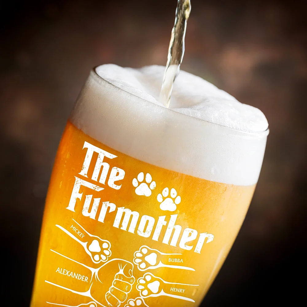 Dog Dad, Cat Dad, Pet Dad, Funny - The Dogfather Pet Paw Hand Punch - Personalized Pilsner Glass