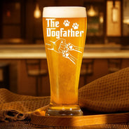 Dog Dad, Cat Dad, Pet Dad, Funny - The Dogfather Pet Paw Hand Punch - Personalized Pilsner Glass