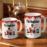 Cat Lovers,Cat Mom,Cat Dad,Happy - The Dogmother Dogfather - Personalized White Edge-to-Edge Mug