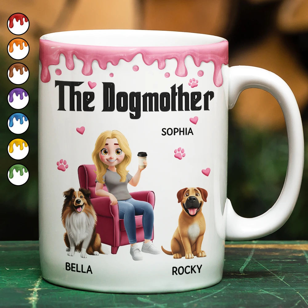 Cat Lovers,Cat Mom,Cat Dad,Happy - The Dogmother Dogfather - Personalized White Edge-to-Edge Mug