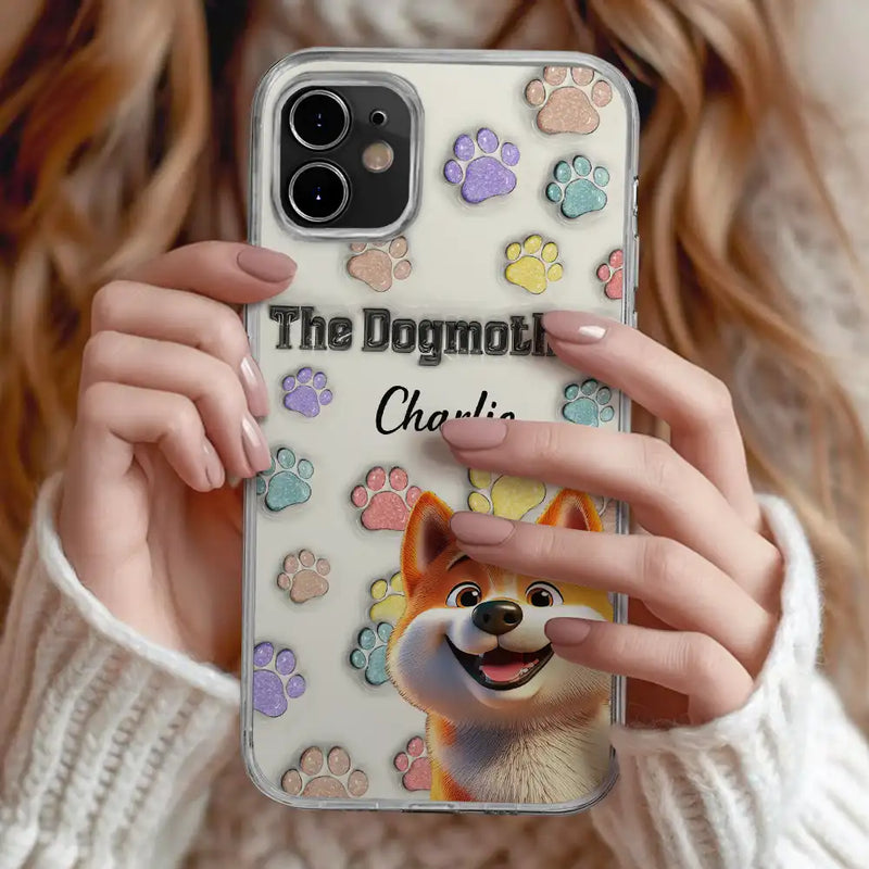 Dog Mom, Dog Dad, Happy - The Dogmother Dogfather Cute Dog - 3D Inflated Effect Printed, Personalized Clear Phone Case