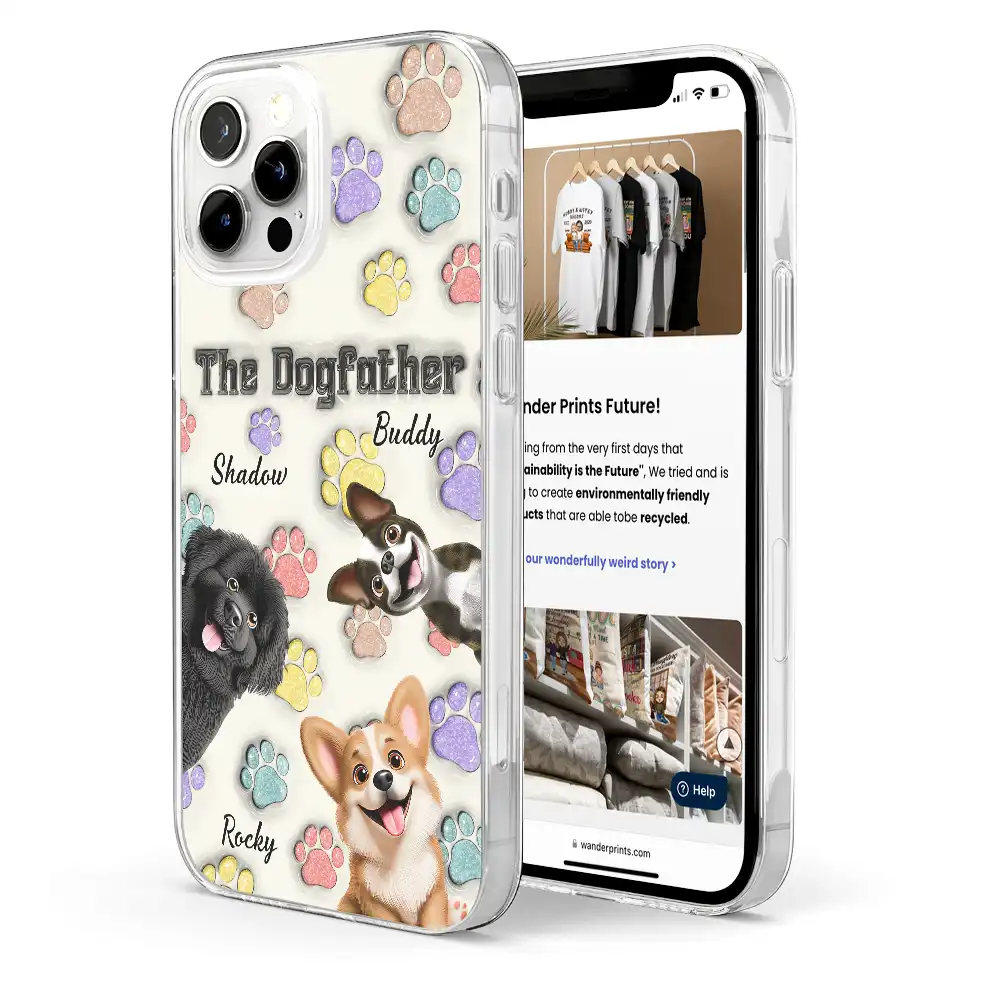 Dog Mom, Dog Dad, Happy - The Dogmother Dogfather Cute Dog - 3D Inflated Effect Printed, Personalized Clear Phone Case