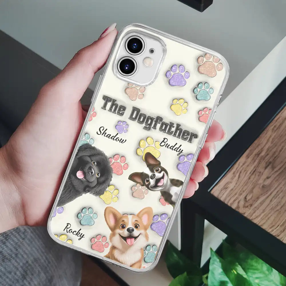 Dog Mom, Dog Dad, Happy - The Dogmother Dogfather Cute Dog - 3D Inflated Effect Printed, Personalized Clear Phone Case