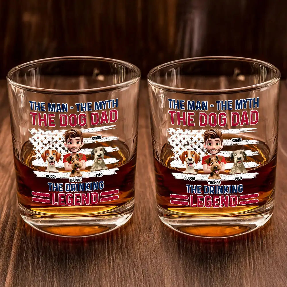 Pet Lovers,Pet Mom,Pet Dad,Dog Lovers,Dog Mom,Dog Dad - The Drinking Legend - Personalized Whiskey Glass