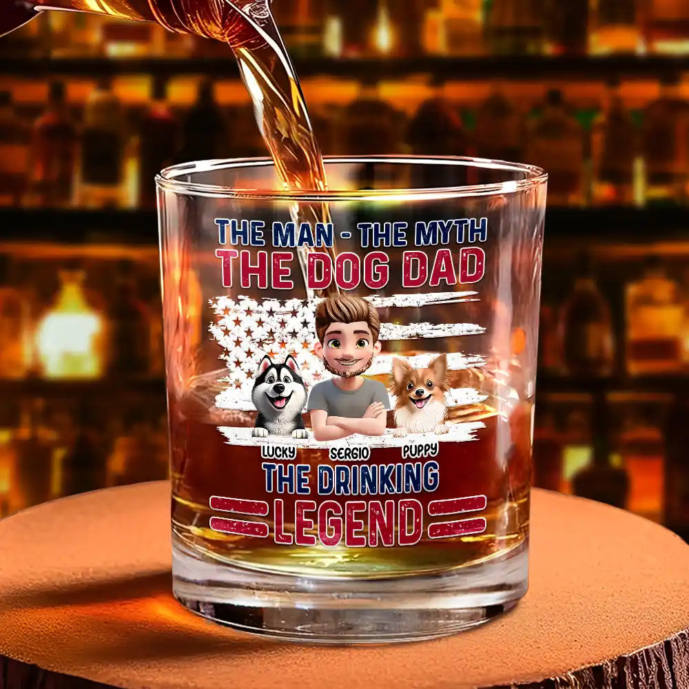 Pet Lovers,Pet Mom,Pet Dad,Dog Lovers,Dog Mom,Dog Dad - The Drinking Legend - Personalized Whiskey Glass
